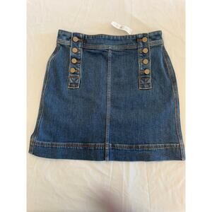 Loft NWT Jean Blue Denim Mini Sailor Buttons Skirt Size 0 Women's Medium Wash